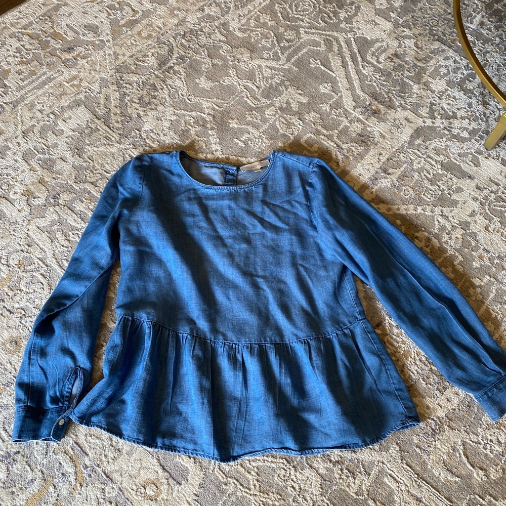Loft chambray empire long sleeve blouse